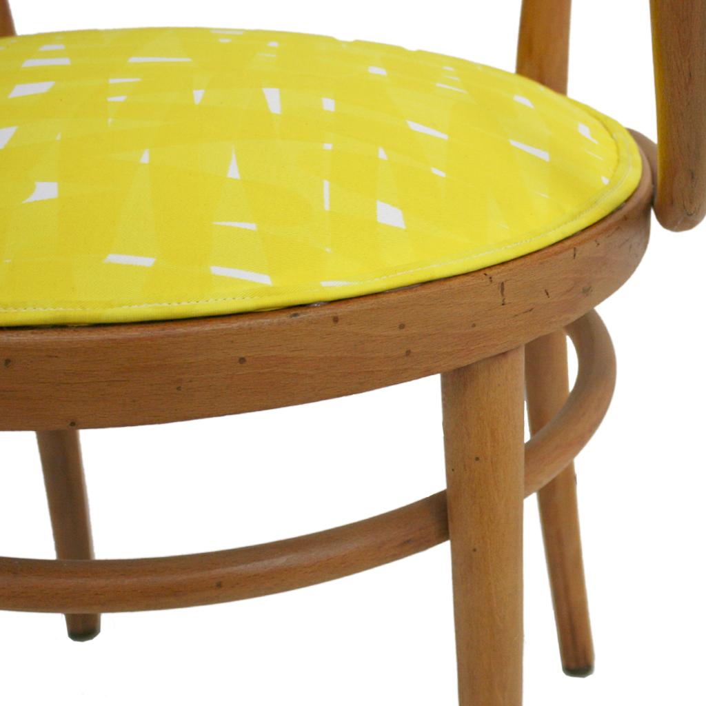 209 Thonet Midcentury Birchwood Yellow Upholstery Dining Chairs, Germany, 1900 5
