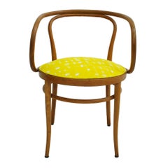 209 Thonet Midcentury Birchwood Yellow Upholstery Dining Chairs, Germany, 1900