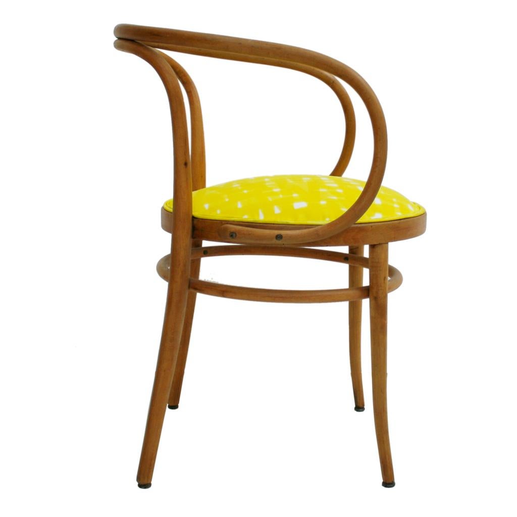 Early 20th Century 209 Thonet Midcentury Birchwood Yellow Upholstery Dining Chairs, Germany, 1900