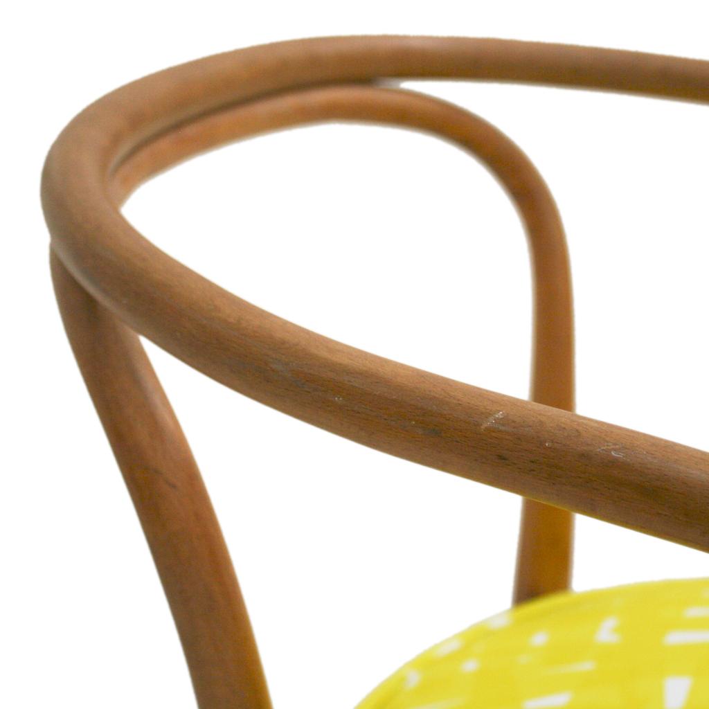 209 Thonet Midcentury Birchwood Yellow Upholstery Dining Chairs, Germany, 1900 2