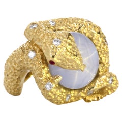 20.90 Carat  Star Sapphire Snake Ring