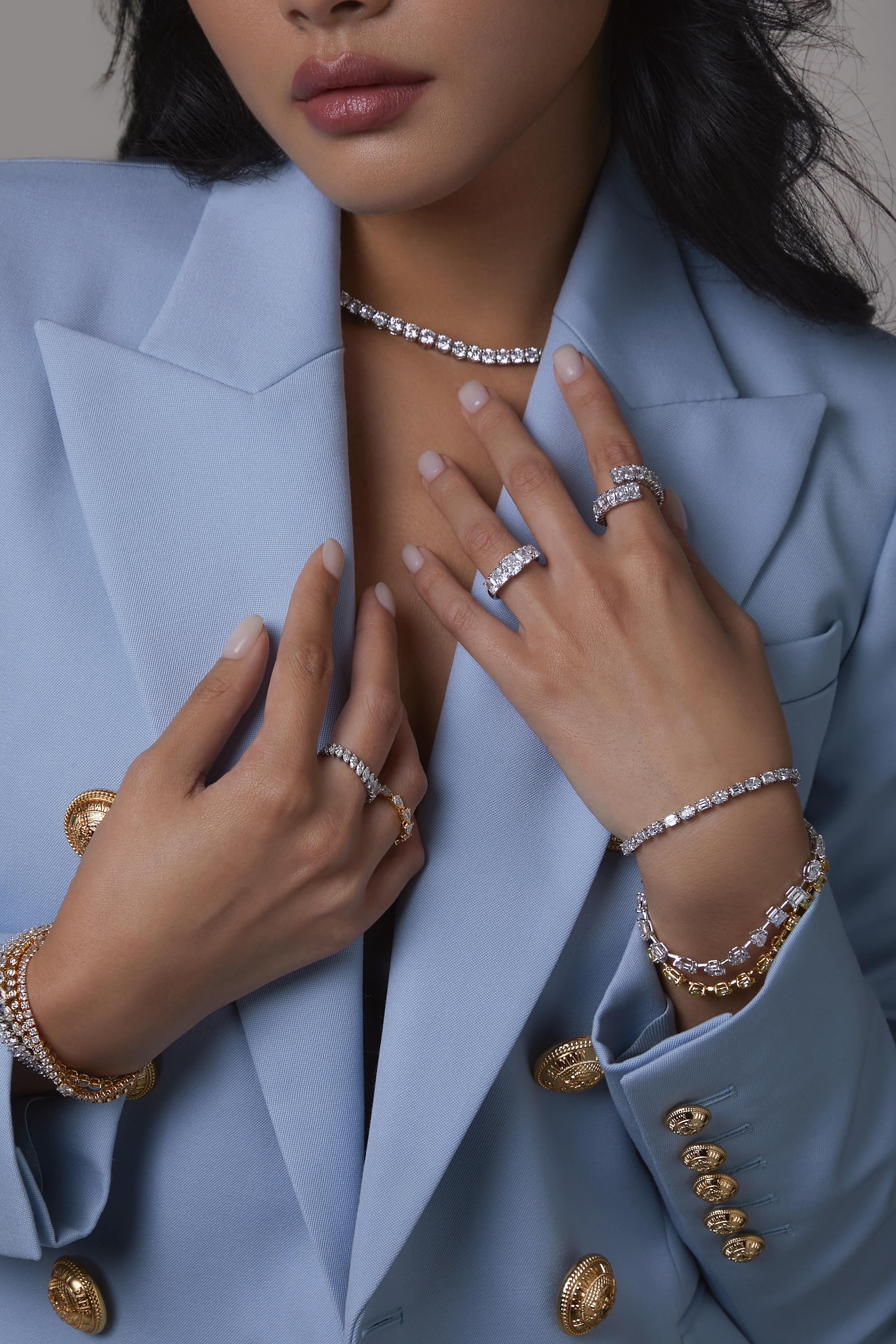 Moderne Collier de tennis en diamants ronds et brillants de 20,90ct en vente