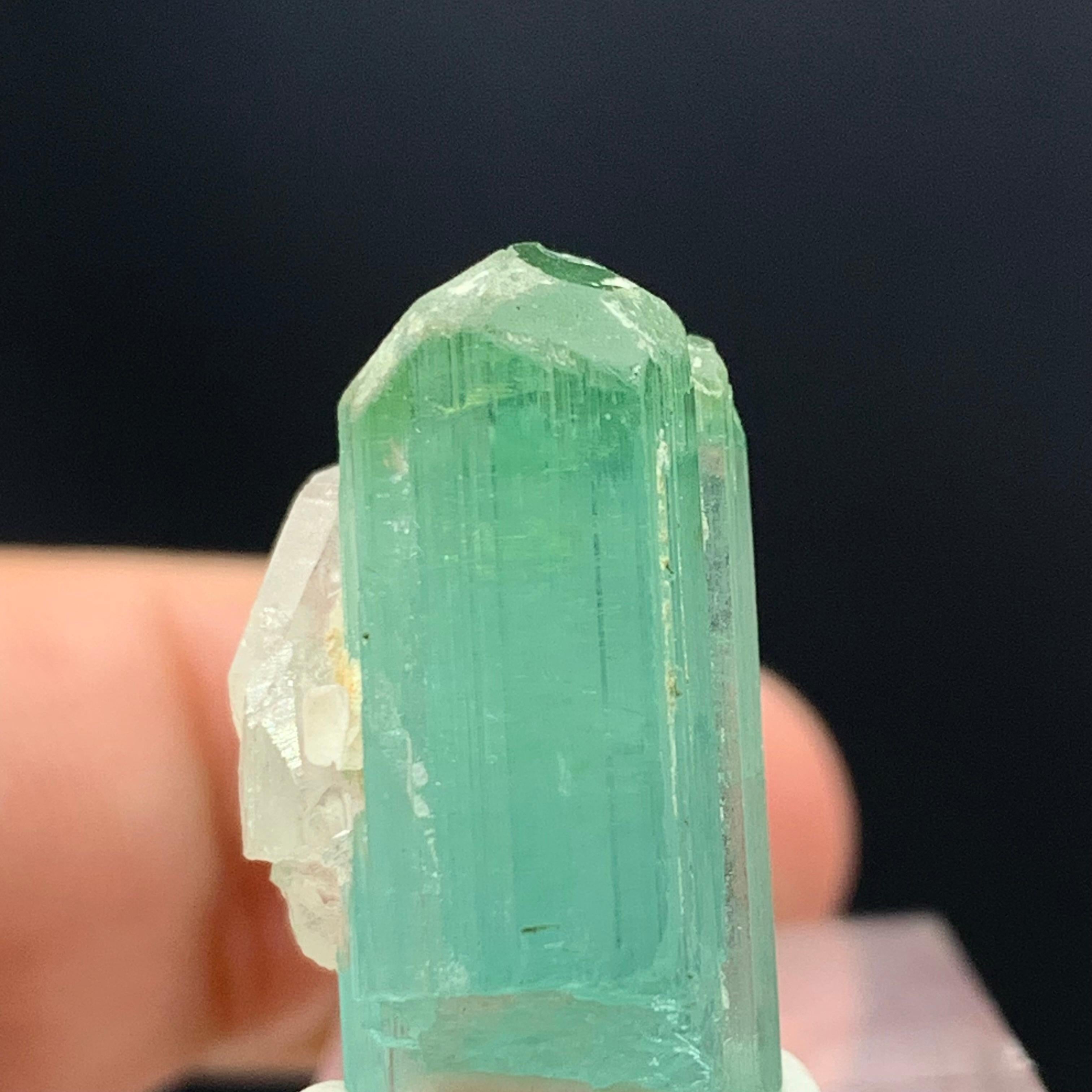 20.95 Carat Adorable Seafoam Tourmaline Specimen From Kunar, Afghanistan
Weight: 20.95 Carat 
Dimension: 2 x 1.2 x 1.2 Cm
Origin: kunar, Afghanistan 

Seafoam Tourmaline is a member of the tourmaline family. The colors range from a soft green to