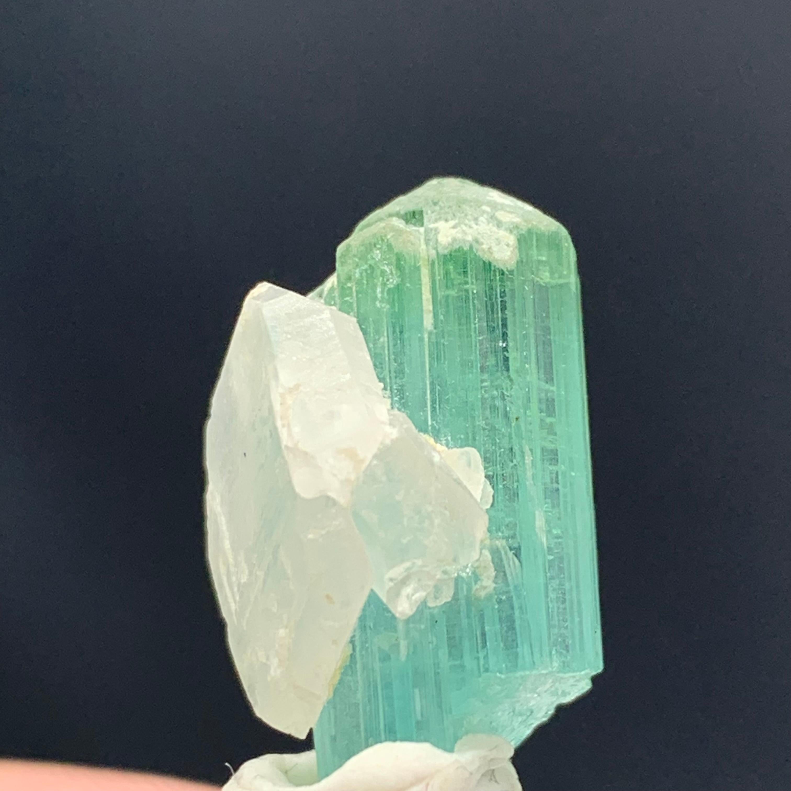 Cristal de roche Spécimen de tourmaline écume de mer orné de 20,95 carats provenant de Kunar, Afghanistan en vente