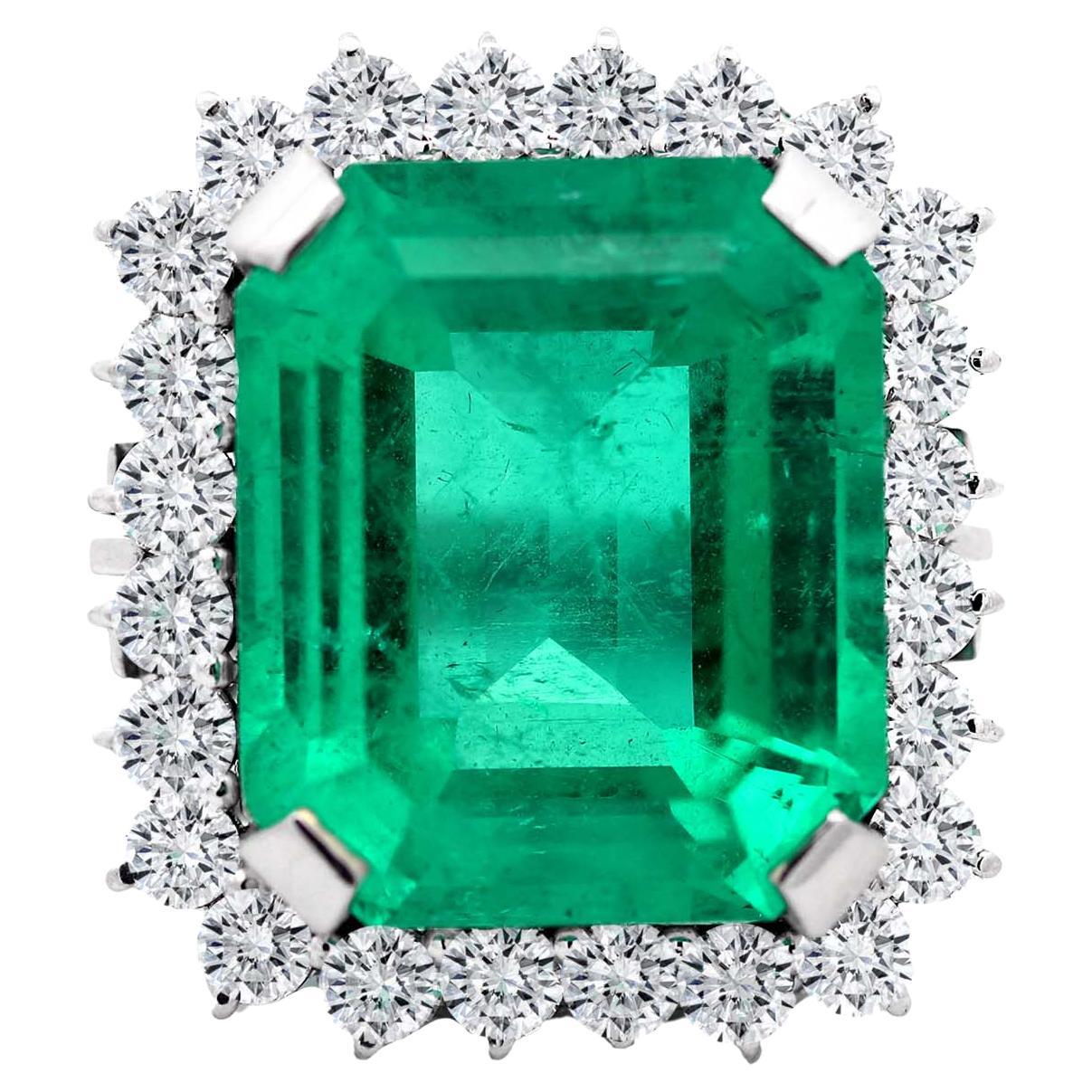 20.95 Carat Emerald Diamod Cocktail Ring, AGL For Sale