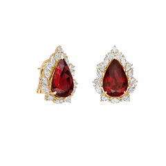 Sunita Nahata Rubellite 20.95ct. Stud Earrings in 18KYG with White Diamond.