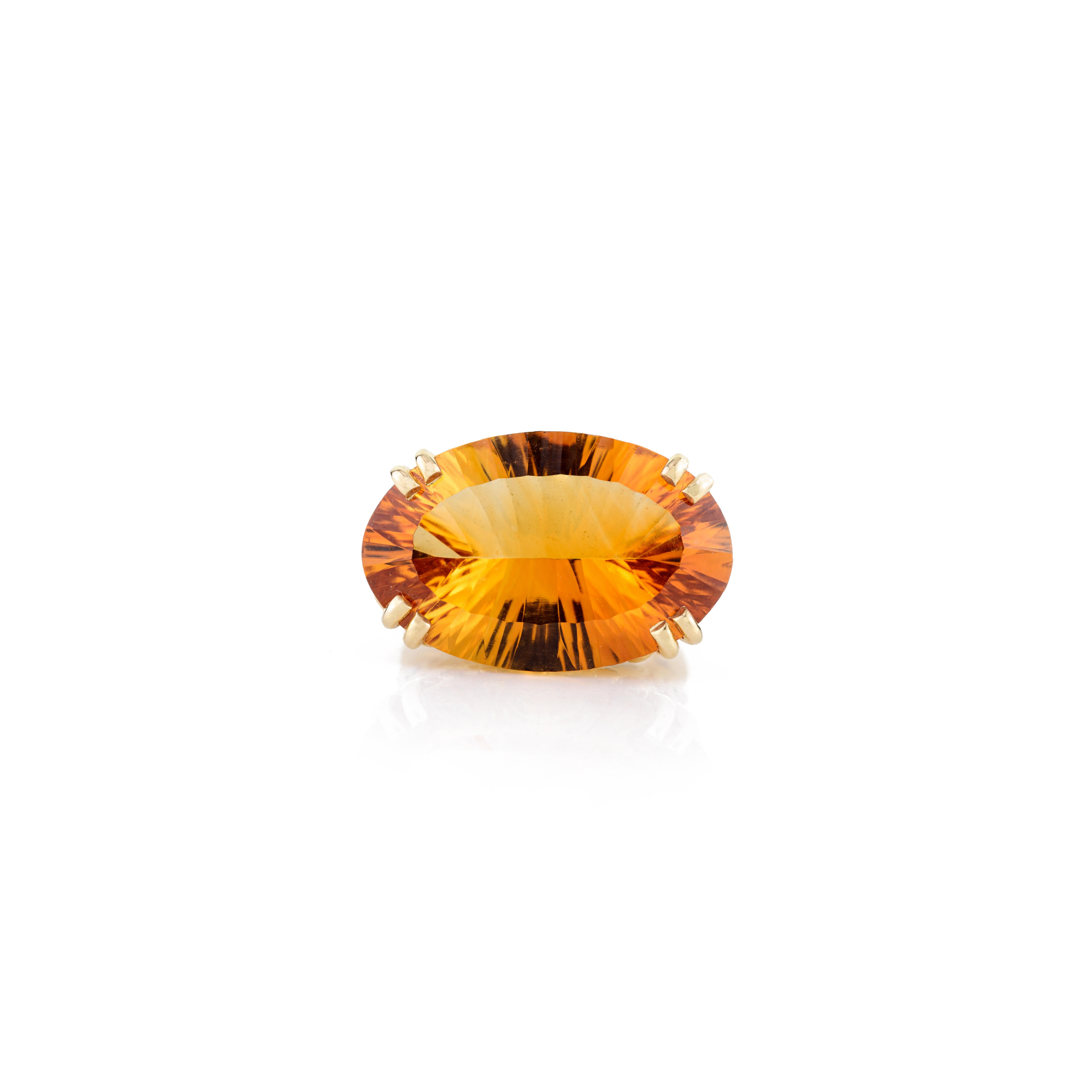 Im Angebot: 20,96 Karat großer Citrin Regal-Cocktailring mit Diamanten aus 14 Karat Gelbgold () 11
