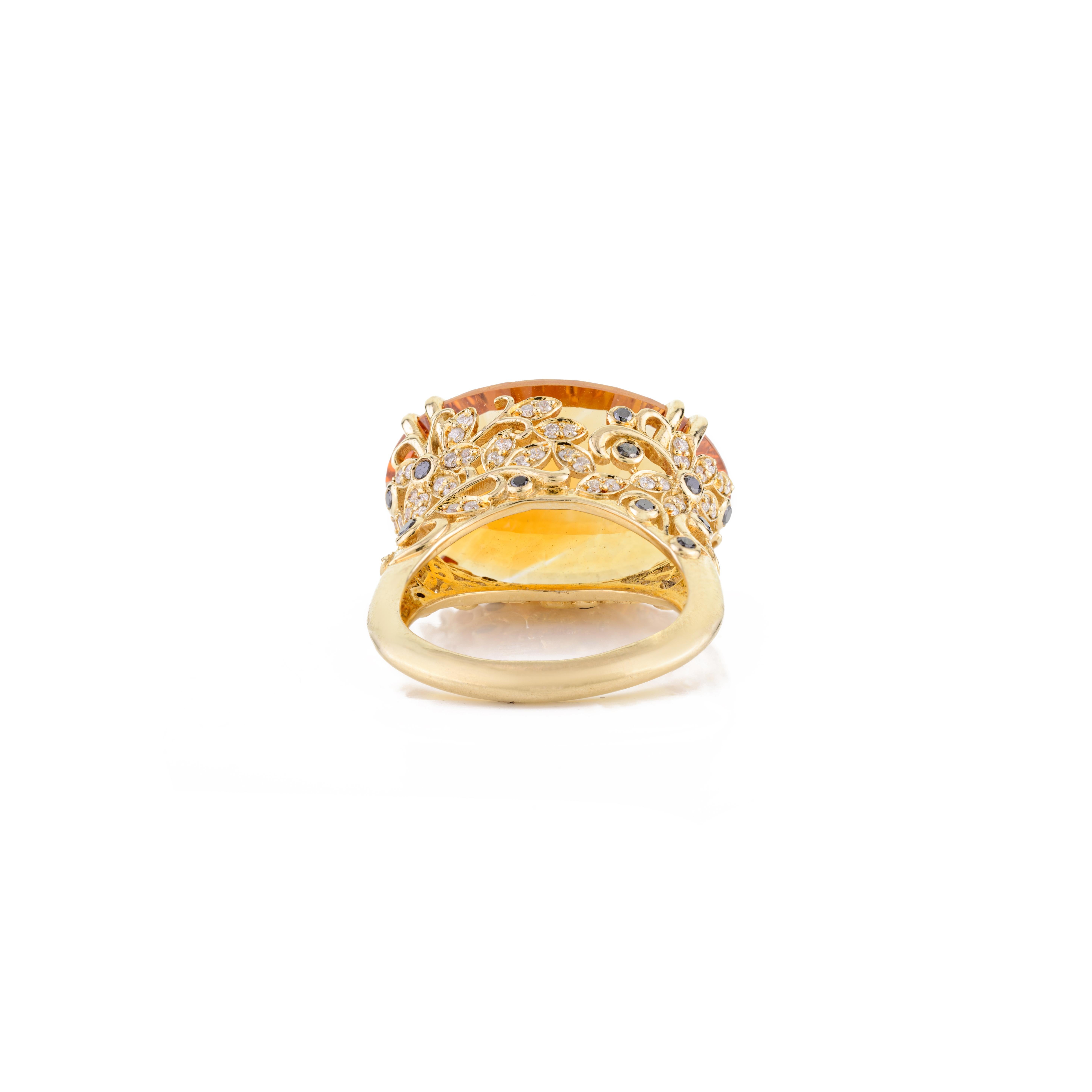 Im Angebot: 20,96 Karat großer Citrin Regal-Cocktailring mit Diamanten aus 14 Karat Gelbgold () 5