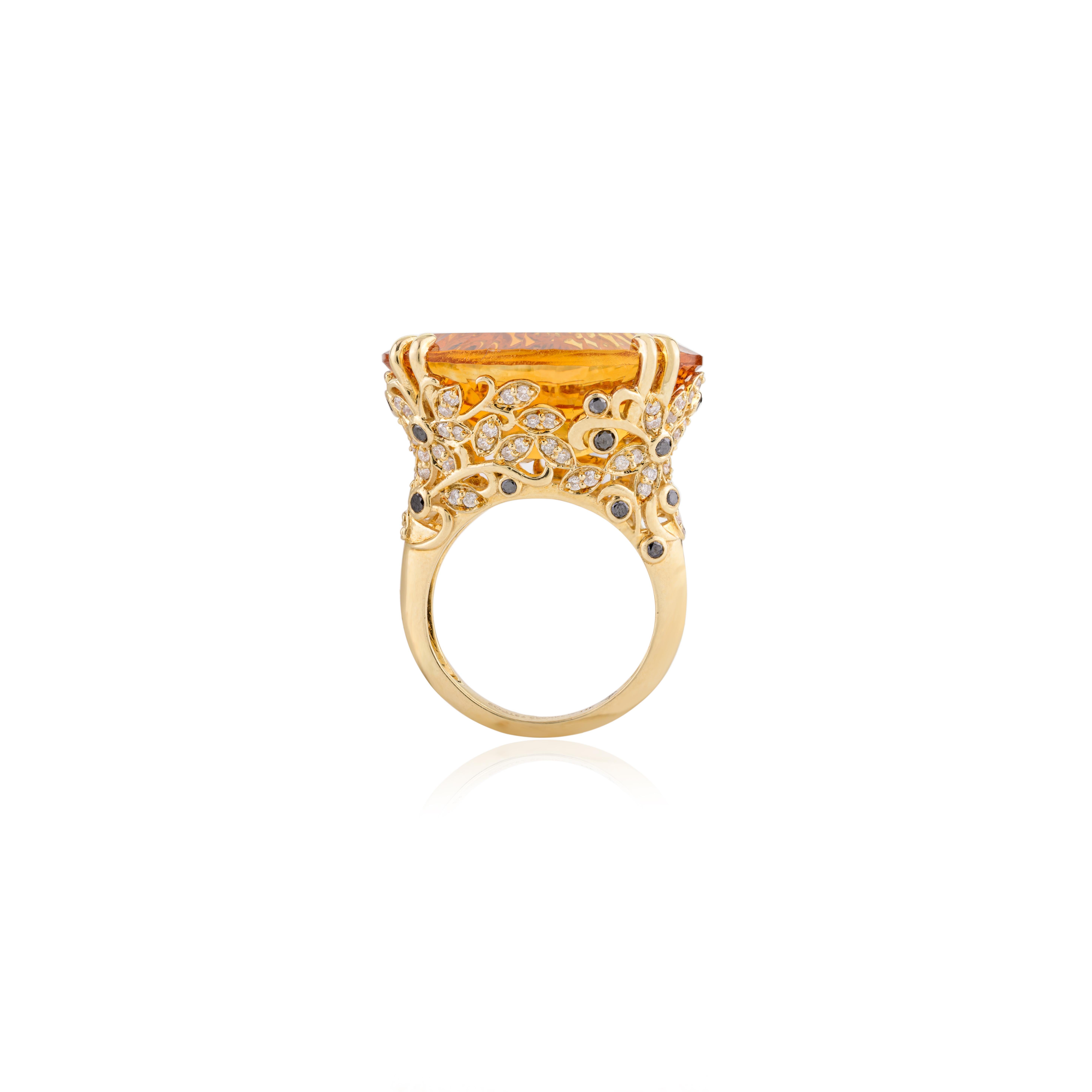 Im Angebot: 20,96 Karat großer Citrin Regal-Cocktailring mit Diamanten aus 14 Karat Gelbgold () 9