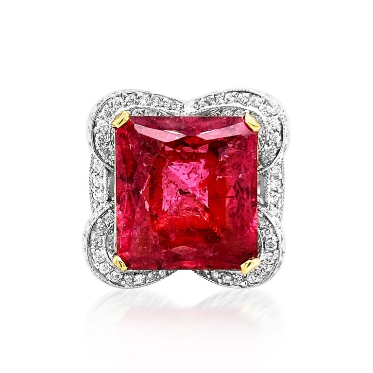 20.97ct Natural Tourmaline 18k W/Y Gold Ring In New Condition For Sale In LA, CA