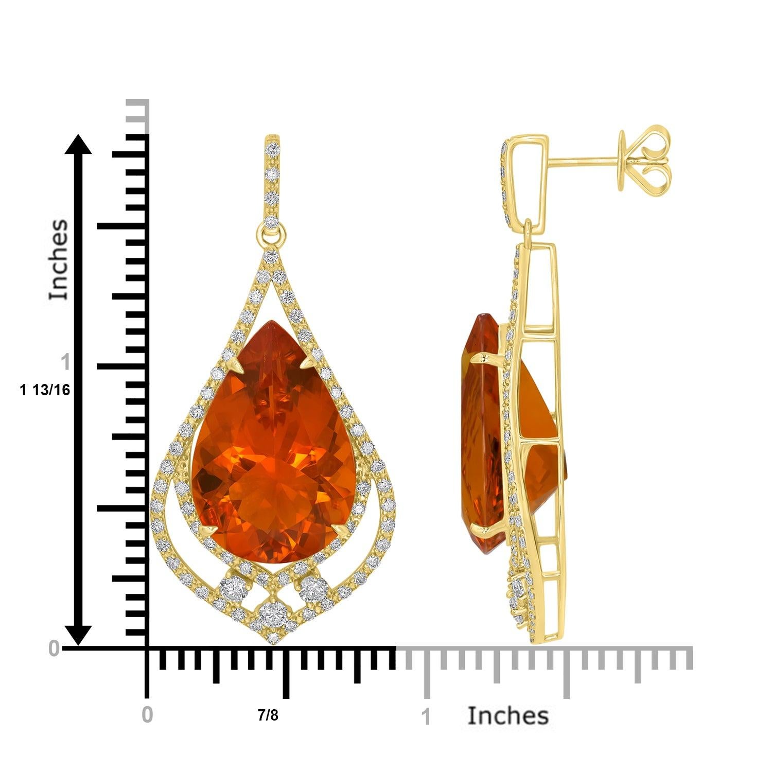 Set with a gorgeous pear-cut fire Opal, these exquisite earrings are crafted of 18K yellow gold for a rich finish. The sparkle of the splendid round Diamond imparts a stunning look.

20.97tct Fire Opal Earring
1.72tct Diamonds set
18K Yellow Gold