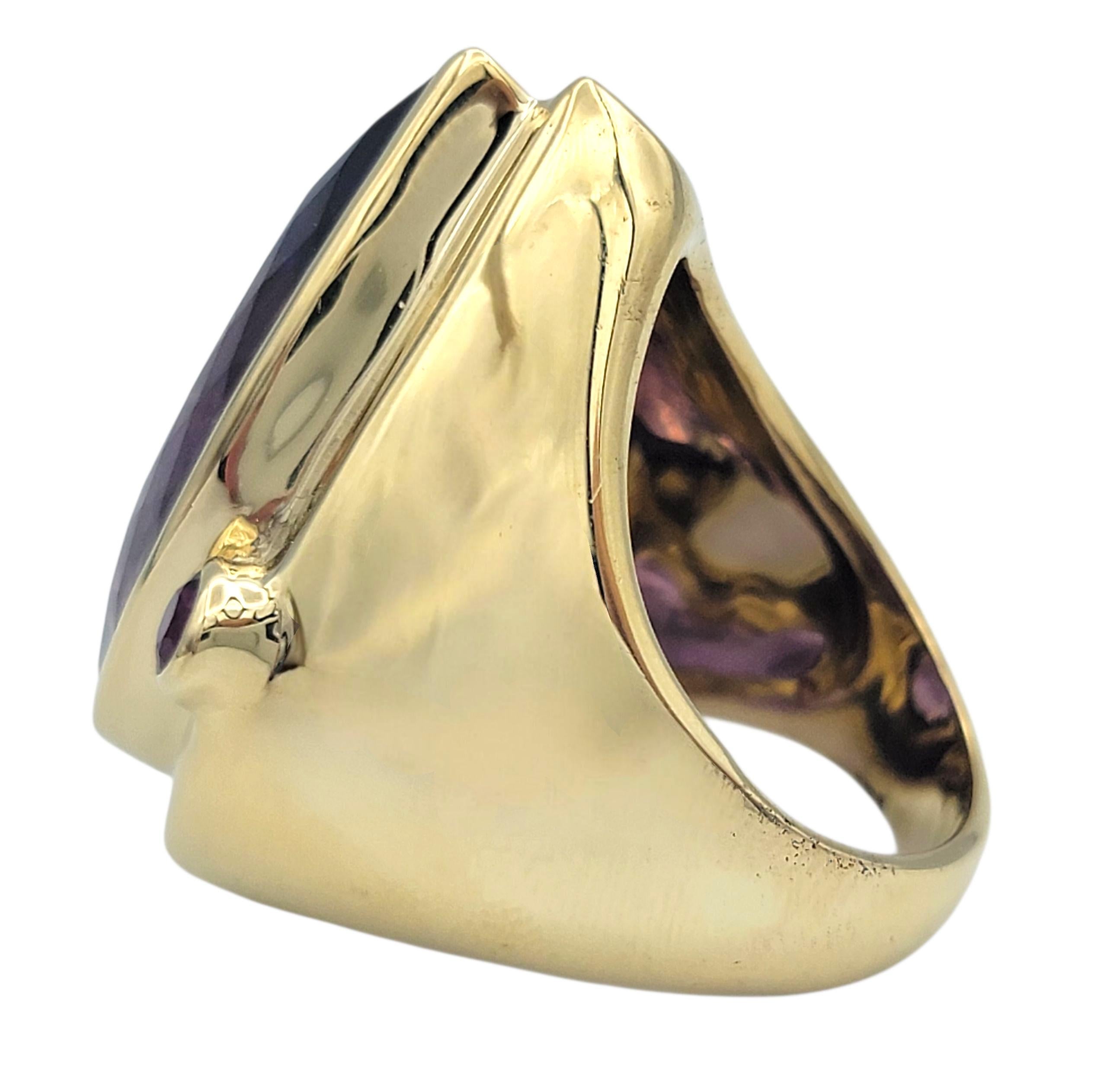 20.98 Bague cocktail en or jaune 14 carats avec améthyste poire et rubis Bon état - En vente à Scottsdale, AZ