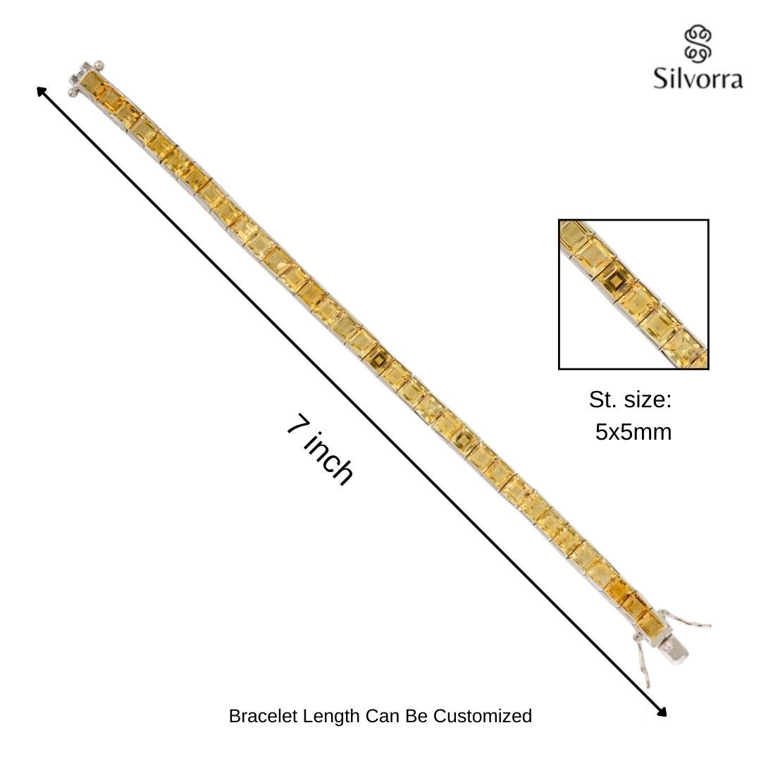 20,98 CT Bracciale Tennis Citrino Taglio Quadrato in Argento 925 per Donne in vendita 6