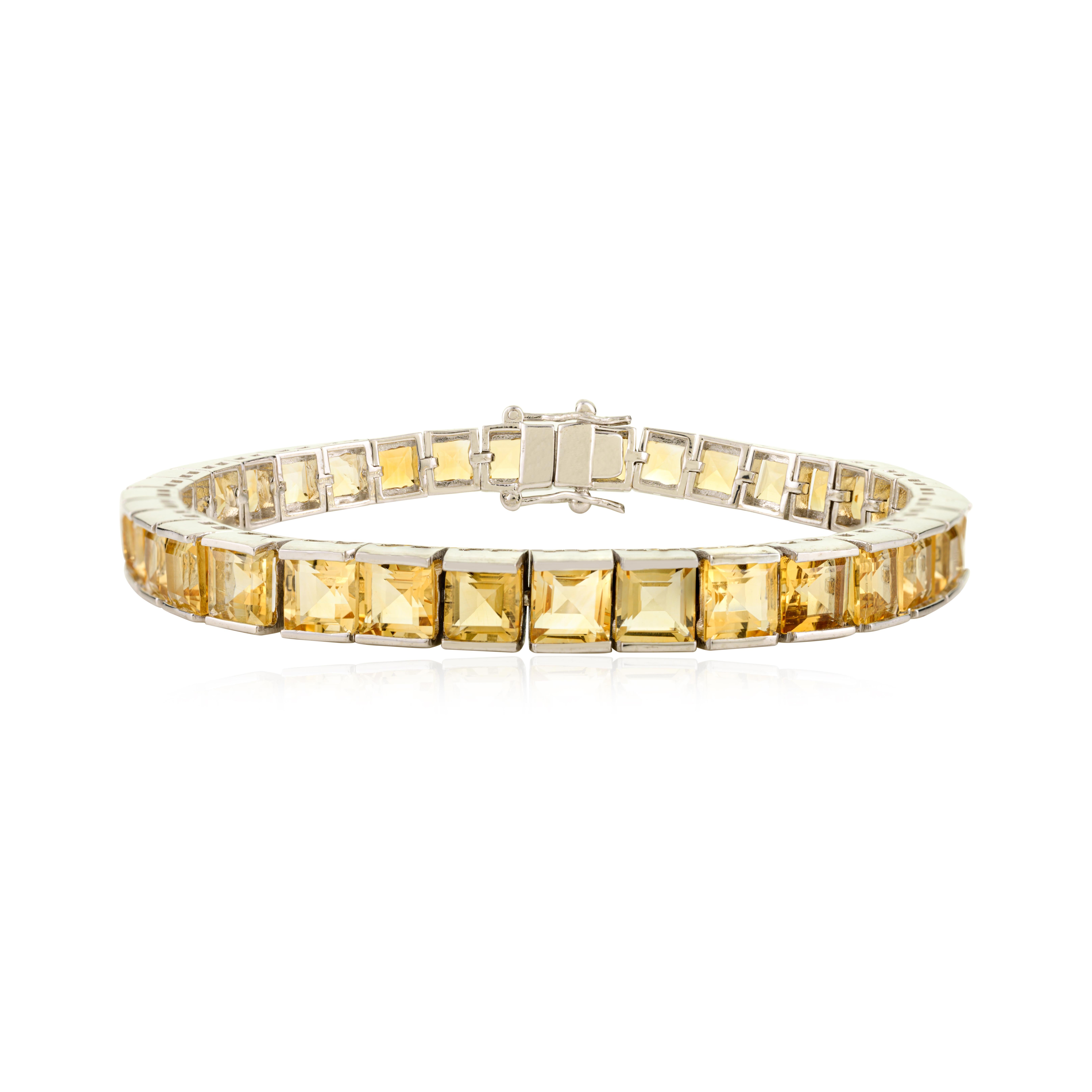 20,98 CT Citrin Tennisarmband mit quadratischem Schliff aus 925 Silber für Frauen Damen im Angebot