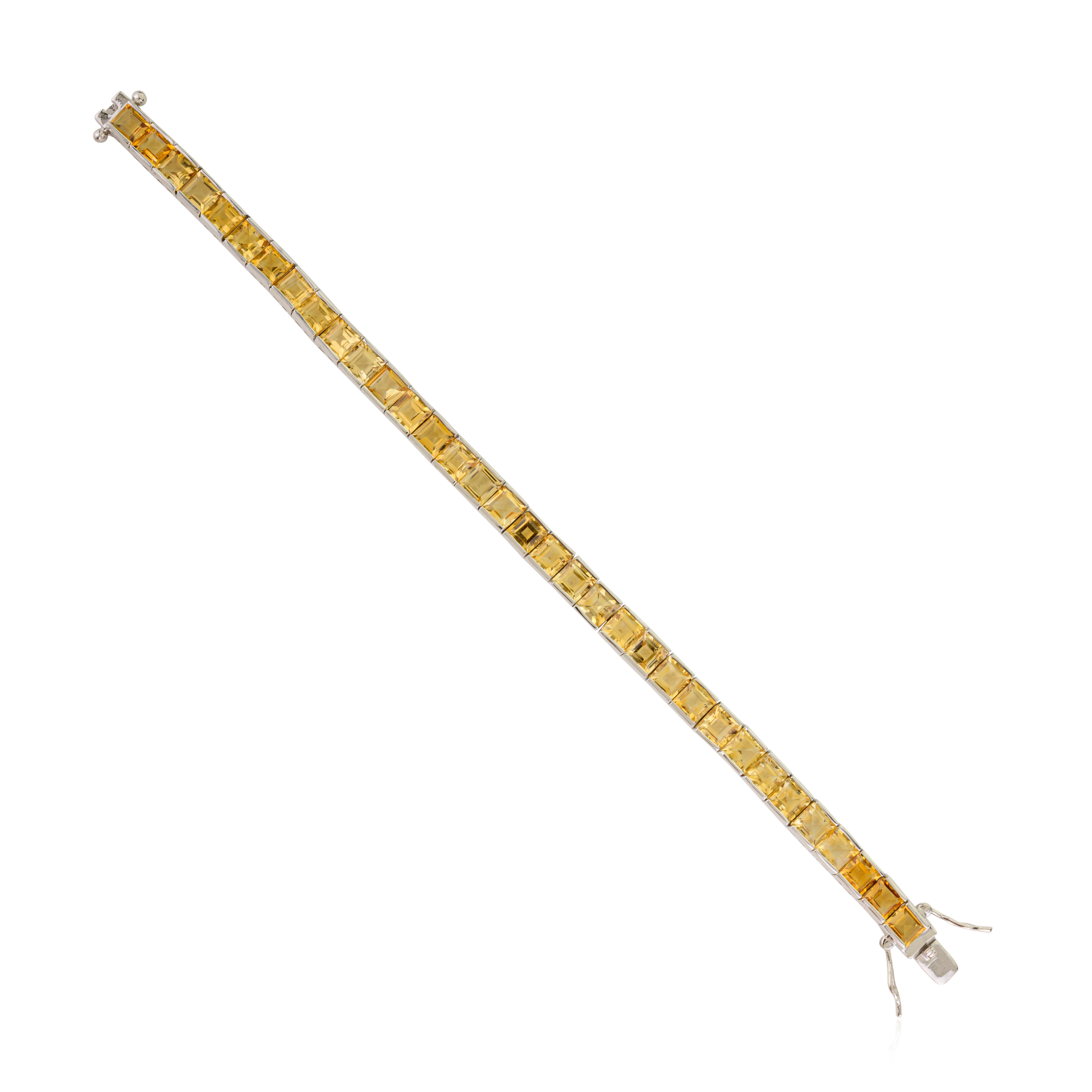 20,98 CT Citrin Tennisarmband mit quadratischem Schliff aus 925 Silber für Frauen im Angebot 2