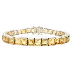 20,98 CT Bracciale Tennis Citrino Taglio Quadrato in Argento 925 per Donne