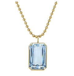 20.98ct Aquamarine 14k Yellow Gold Pendant Necklace