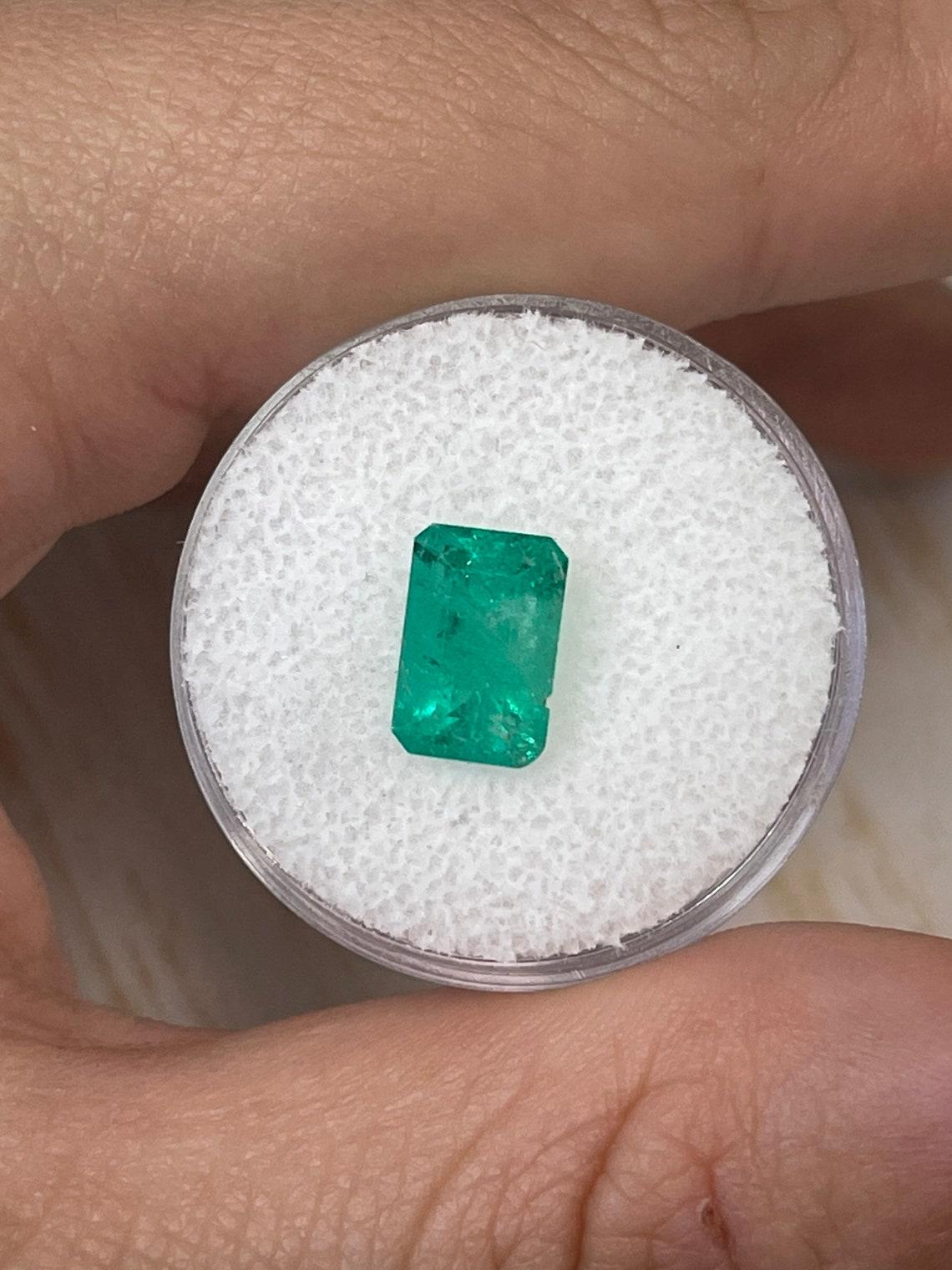 Modern 2.09ct Imperfectly Perfect Colombian Emerald 10x7mm Elongated Cut May Birthstone For Sale