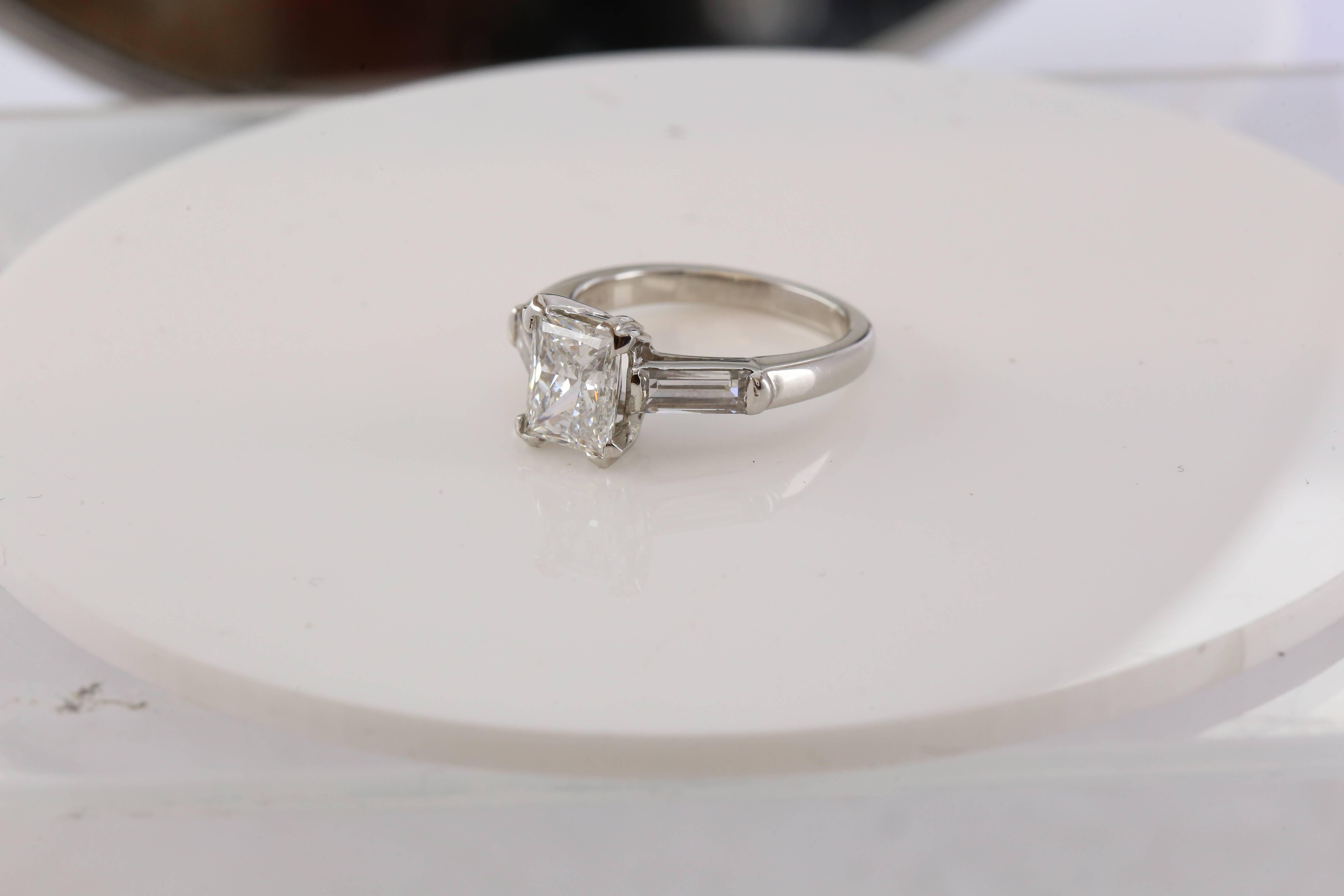 Modern 2.09 Carat Princess Cut Diamond Ring EDR Certified Ring For Sale