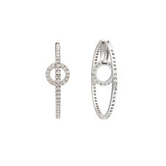 2.09CT Round Diamond Interlocking Circle Inside-Out Hoop Earrings 18K White Gold