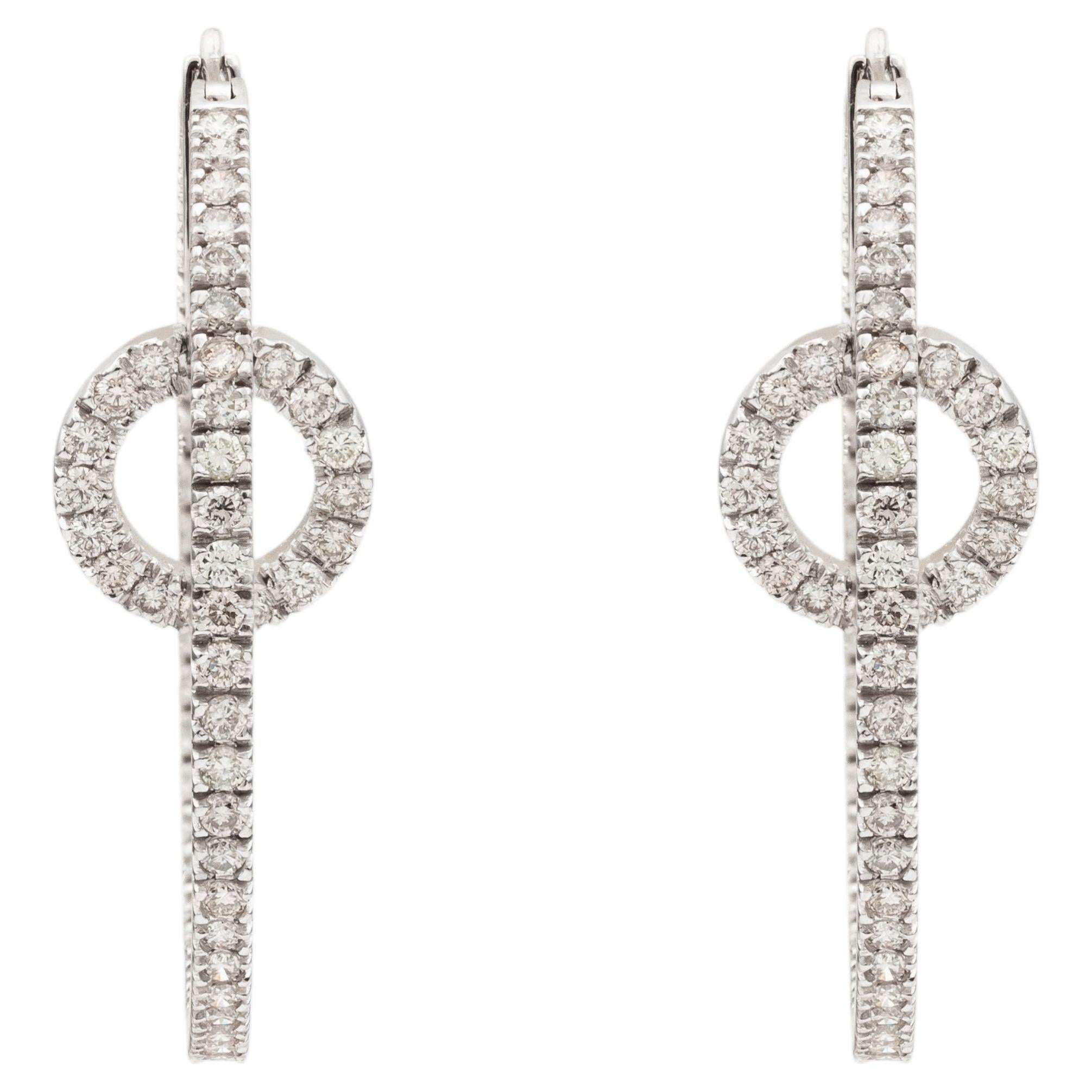 2.09CT Round Diamond Interlocking Circle Inside-Out Hoop Earrings 18K White Gold