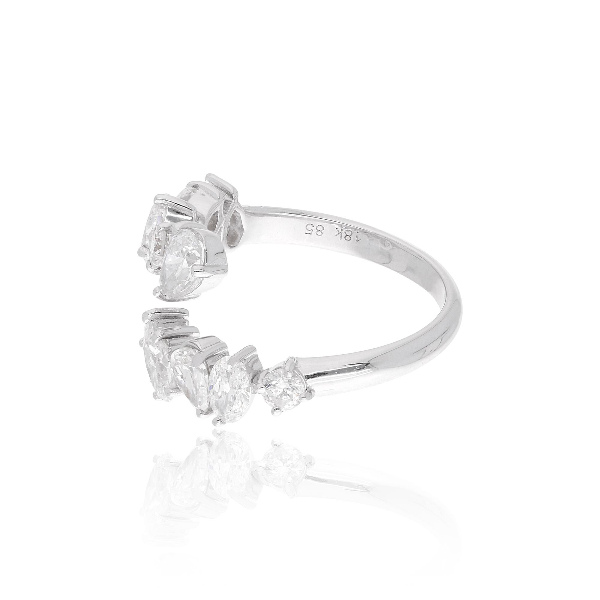 En vente :  2.09Ct SI/H Natural Diamond Open Bypass Band Ring For Girlfriend 14k White Gold (Bague à contournement ouvert pour petite amie) 7