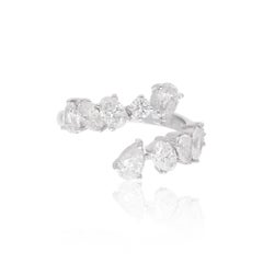 2.09Ct SI/H Natural Diamond Open Bypass Band Ring For Girlfriend 14k White Gold