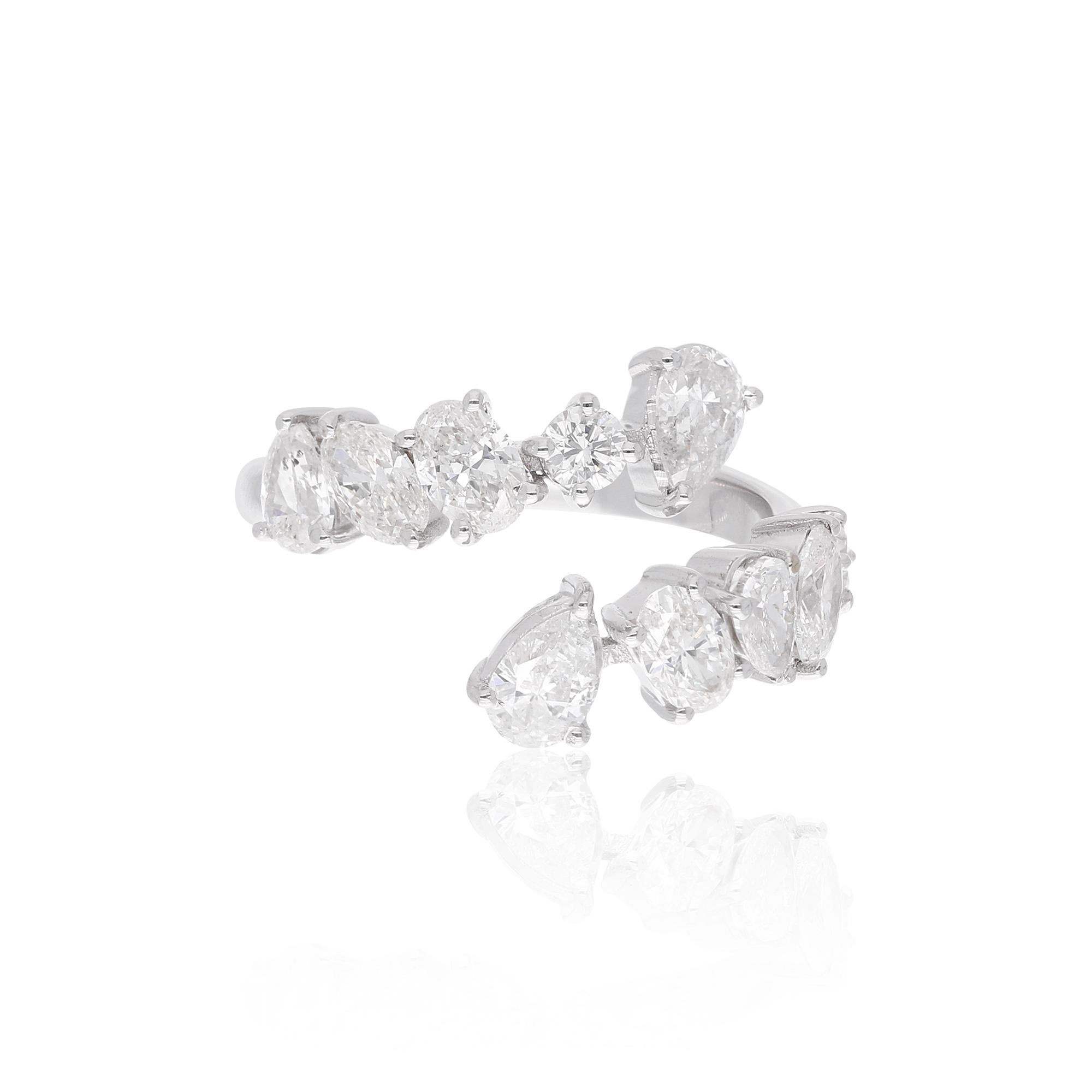 En vente :  2.09Ct SI/H Natural Diamond Open Bypass Band Ring For Girlfriend 18k White Gold (bague à anneau ouvert pour petite amie) 3