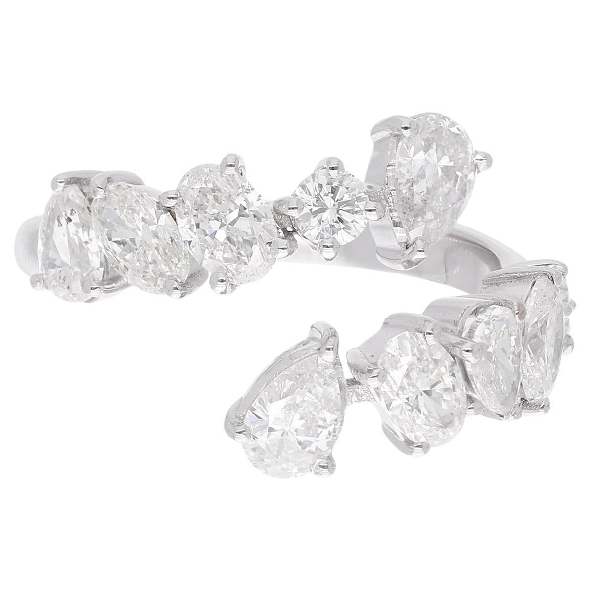 2.09Ct SI/H Natürlicher Diamant Offener Bypass Band Ring für Freundin 18k Weißgold