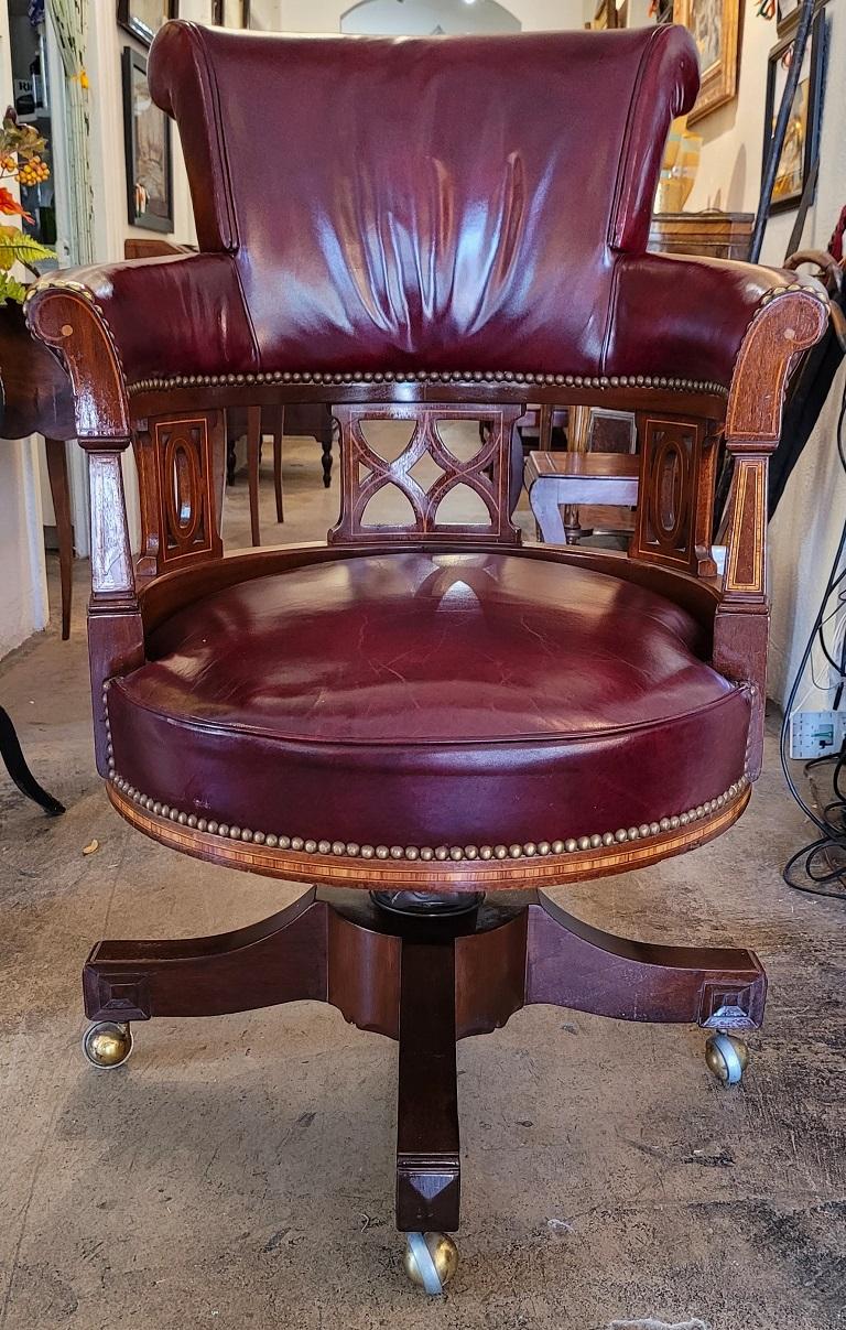 20C Burgundy Executive Swivel Chair For Sale 5