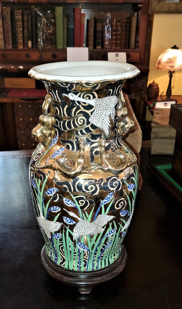 20th Century Chinese Gilt Crane Vase 5