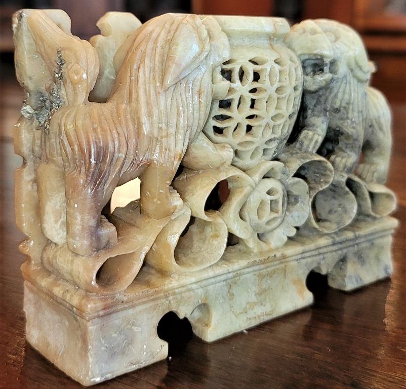 20th Century 20C Chinese Soapstone Foo Dog Carving For Sale