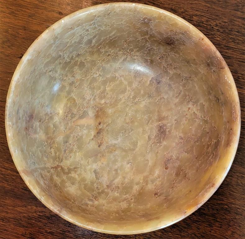 Hand-Carved 20C Chinese Soapstone Polished Bowl For Sale