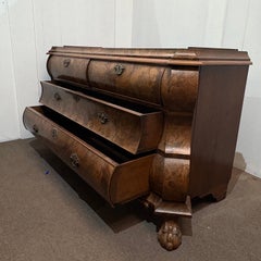20C Dutch Walnut Linen Press with Bombe Form