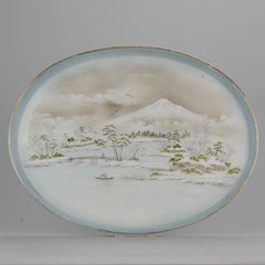 20th Century Japanese Porcelain Meiji Taisho Charger Marked Landscape Fuji