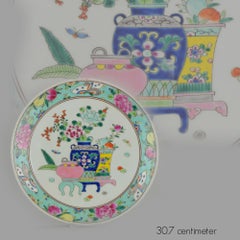 20th Century Japanese Porcelain Meiji Taisho Flowers Charger Marked at Base