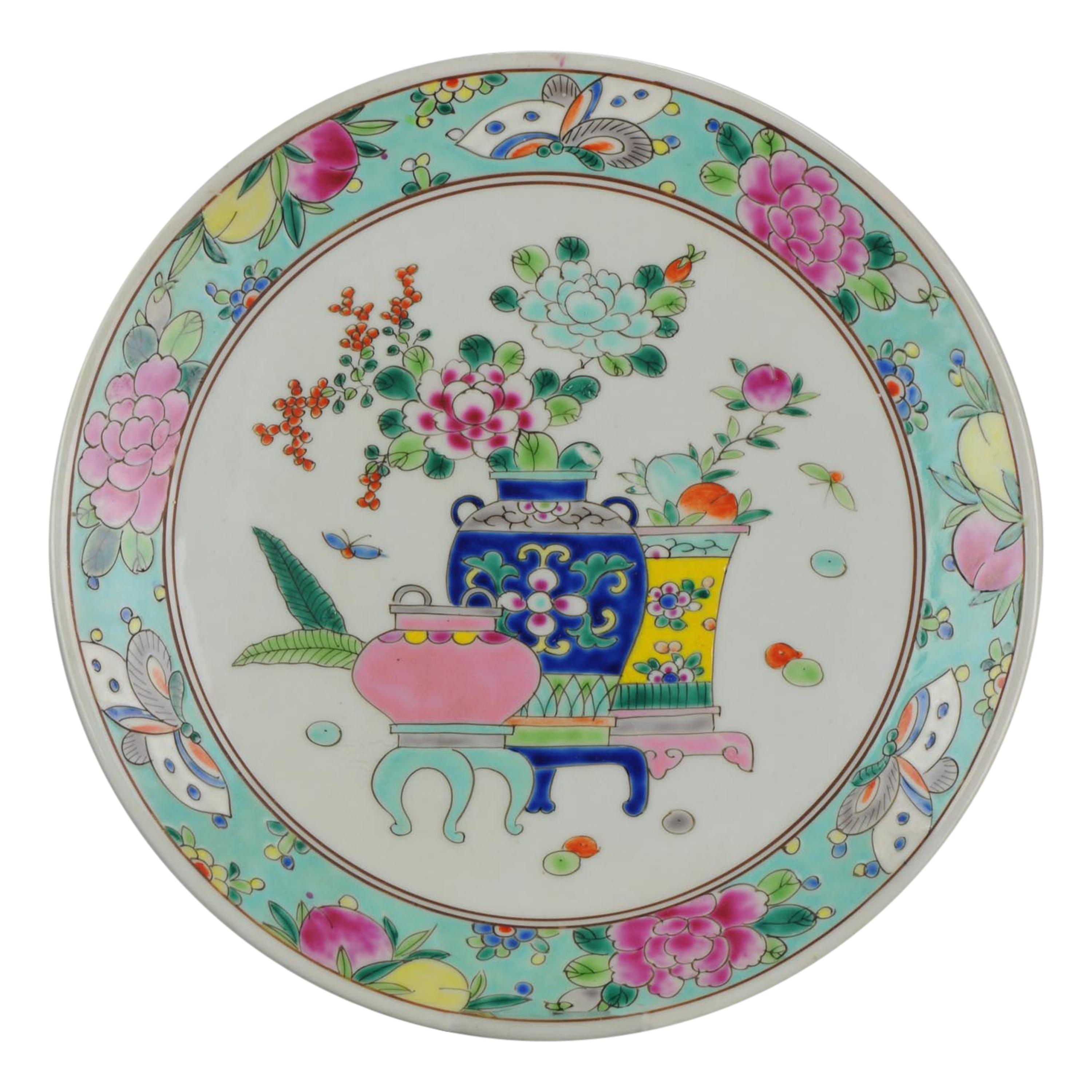 20th Century Japanese Porcelain Meiji Taisho Flowers Charger Marked at Base