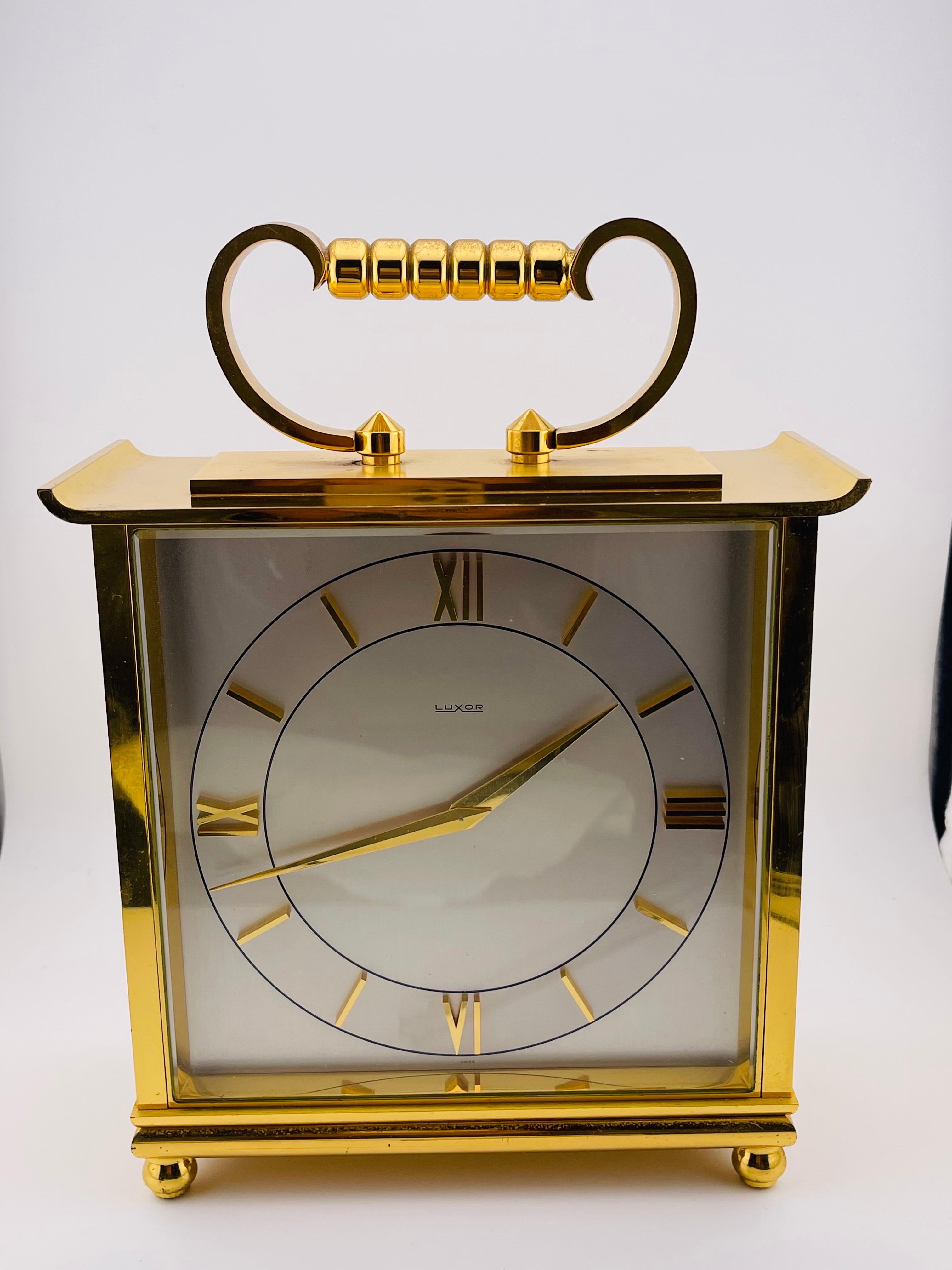 European 20C Le COUTURE LUXOR BRASS CLOCK For Sale