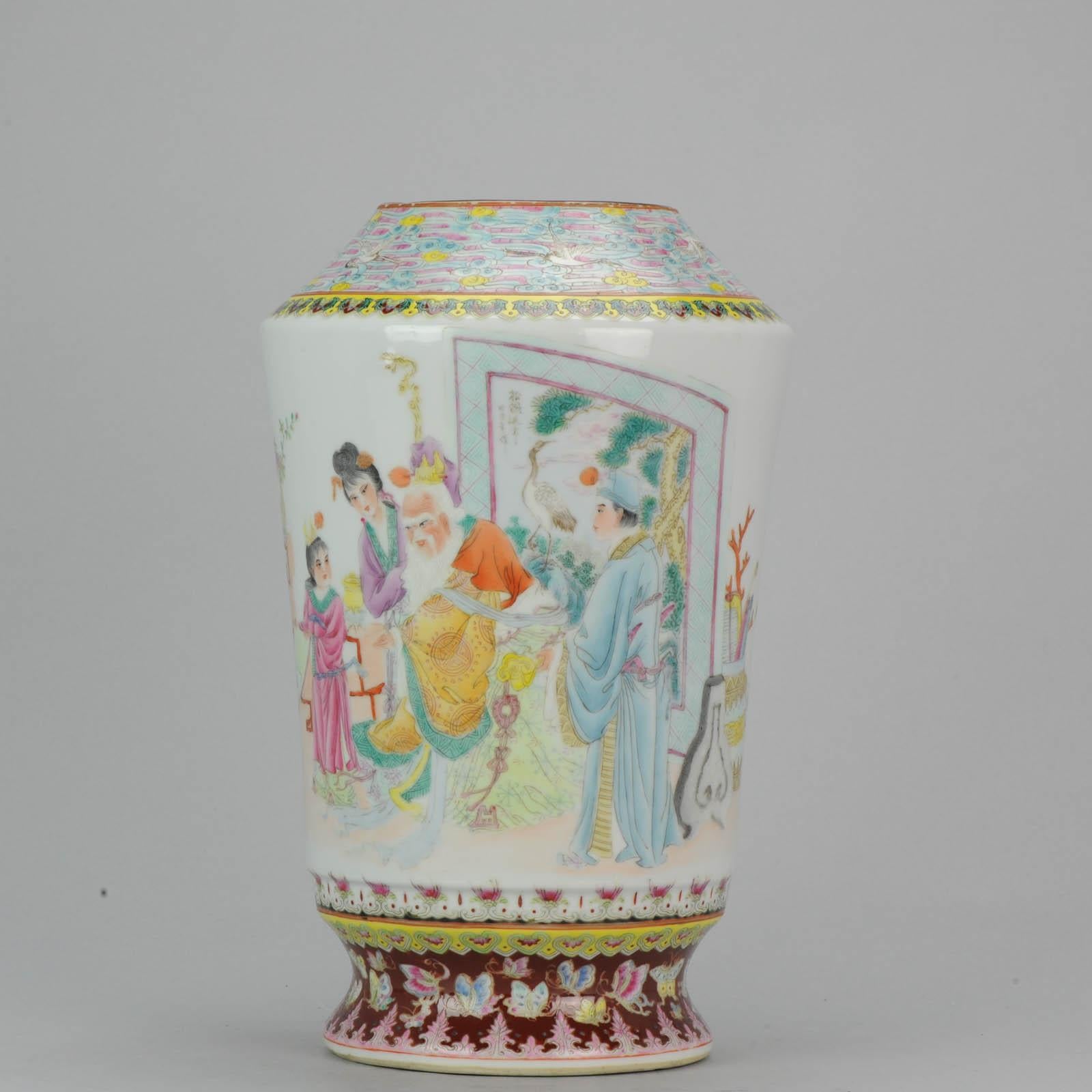 20th Century PRoC 1970-1980 Chinese Porcelain Vase Figures Famille Rose Garden For Sale 1