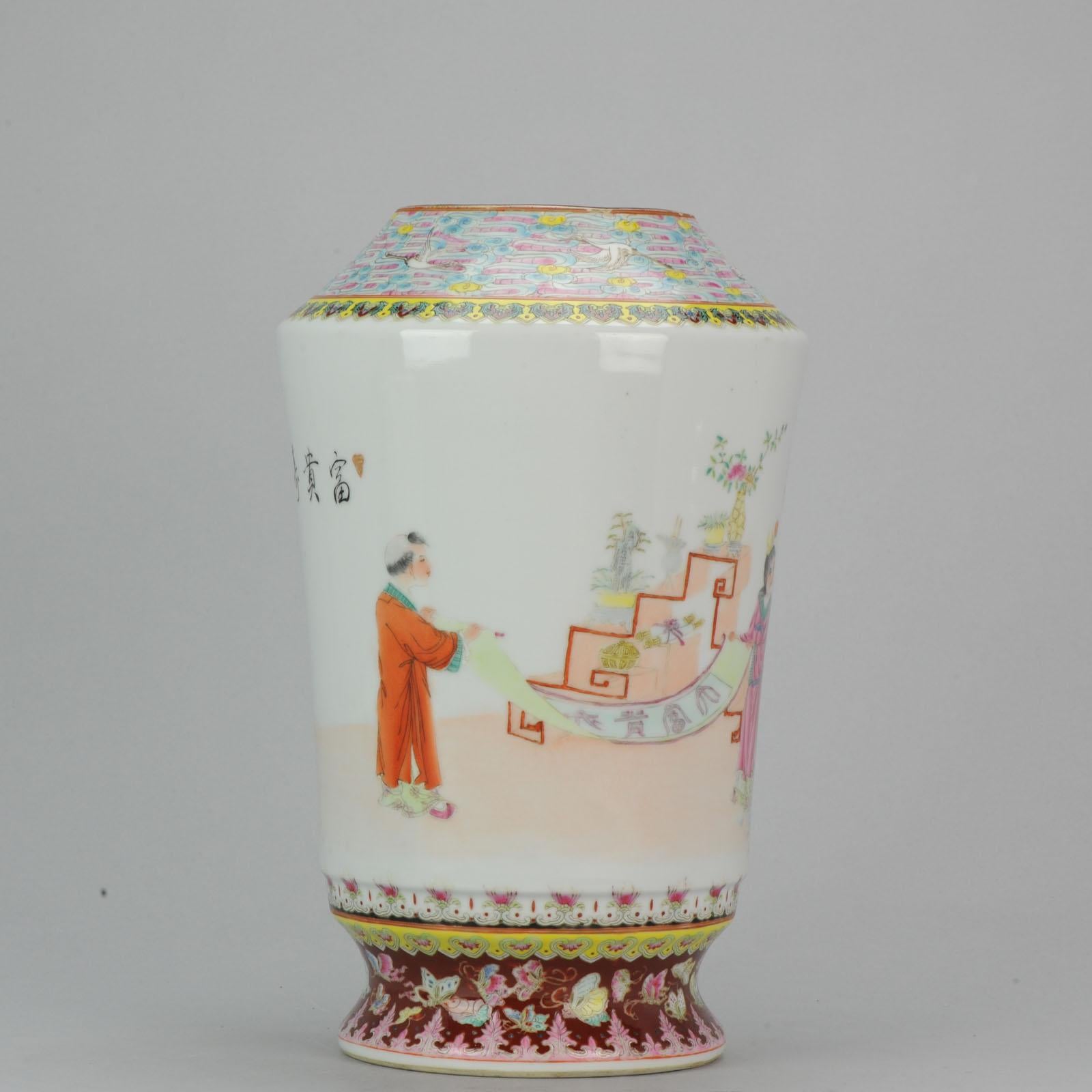 Vase en porcelaine chinoise PRoC 1970-1980 Figures Famille Rose Garden, XXe siècle en vente 2
