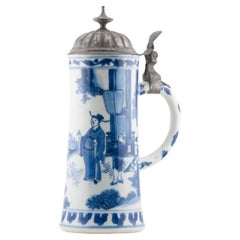 20CM Antique Chinese 17C Chongzhen Transitional Chinese Porcelain Tankard