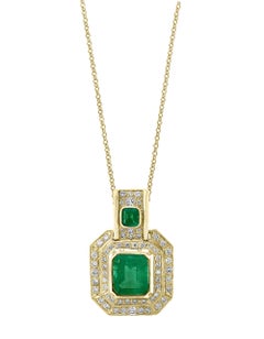 AGL Certified Minor 20 Ct Colombian Emerald & 5 Ct Diamond Pendent/Necklace 14K