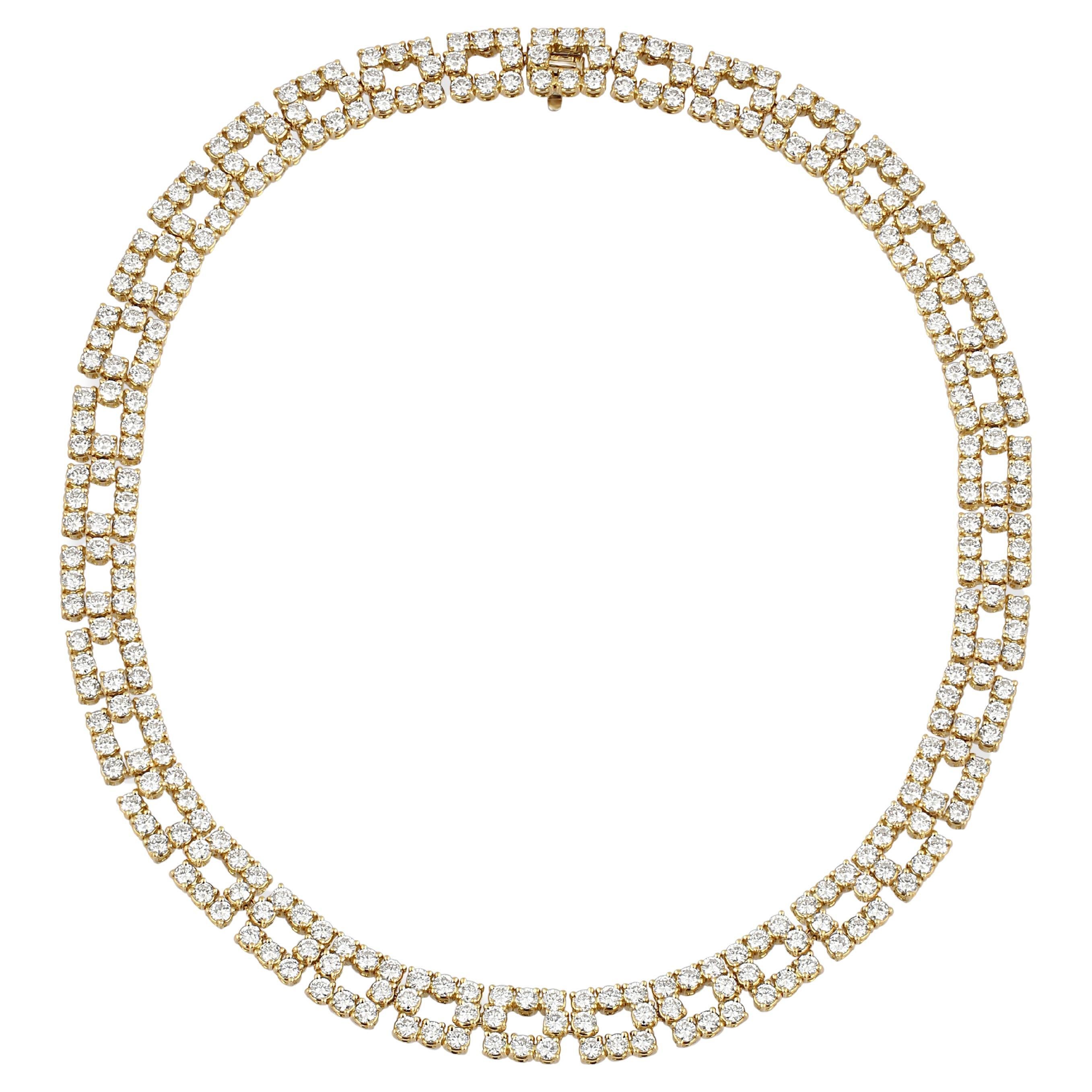 20ct Diamond Necklace in 18k Yellow Gold For Sale