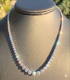 20ct Diamond Riviera Necklace 18K White Gold IGI Certified H-I SI1-SI2 17"