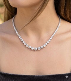 20ct Diamond Riviera Necklace 18K White Gold IGI Certified H-I SI1-SI2 17"