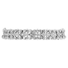 2.0ct Diamond Tennis Bracelet - 14K White Gold Floral Art Deco Anniversary