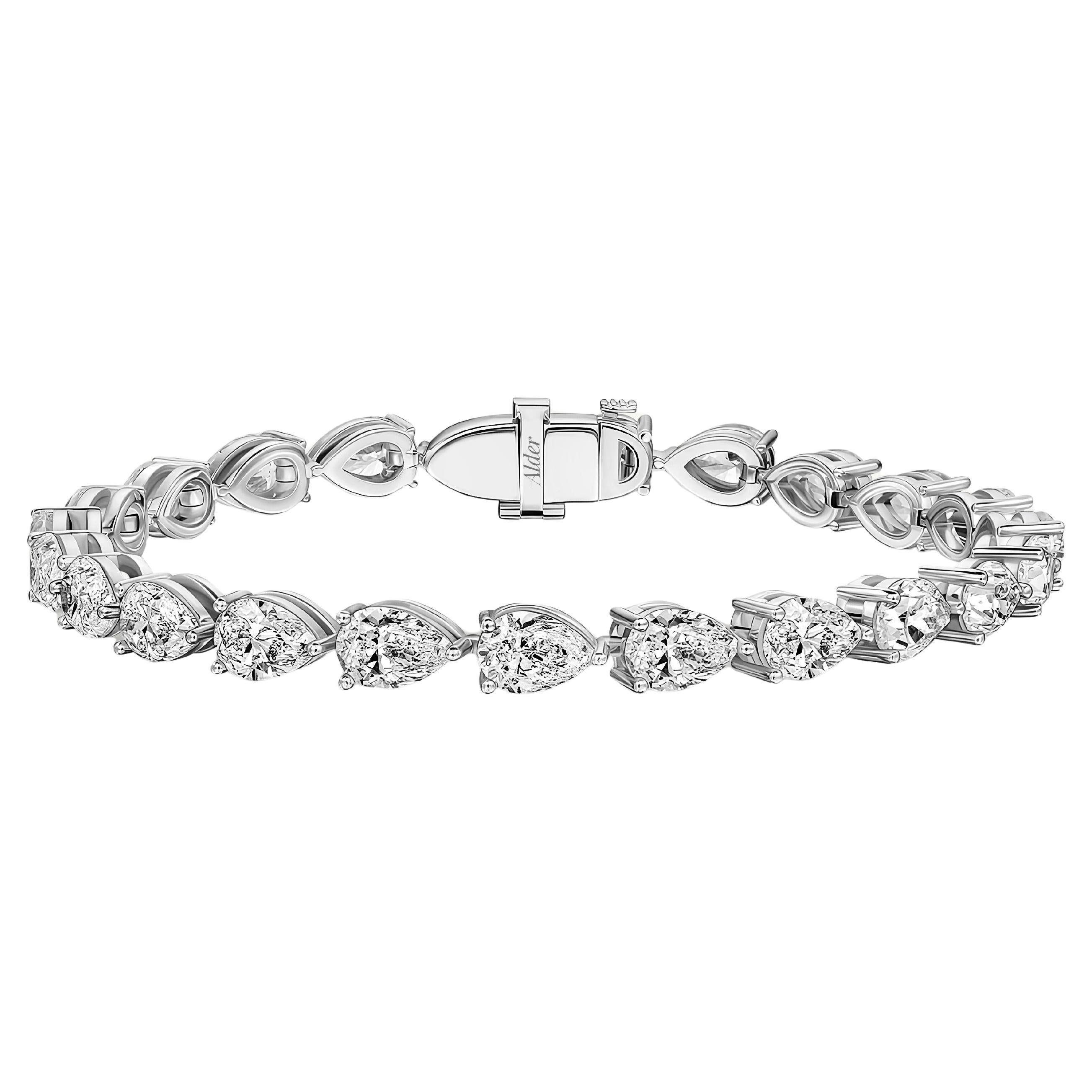 Pulsera de tenis con diamantes pera de lado, 20 ct, certificados por el GIA