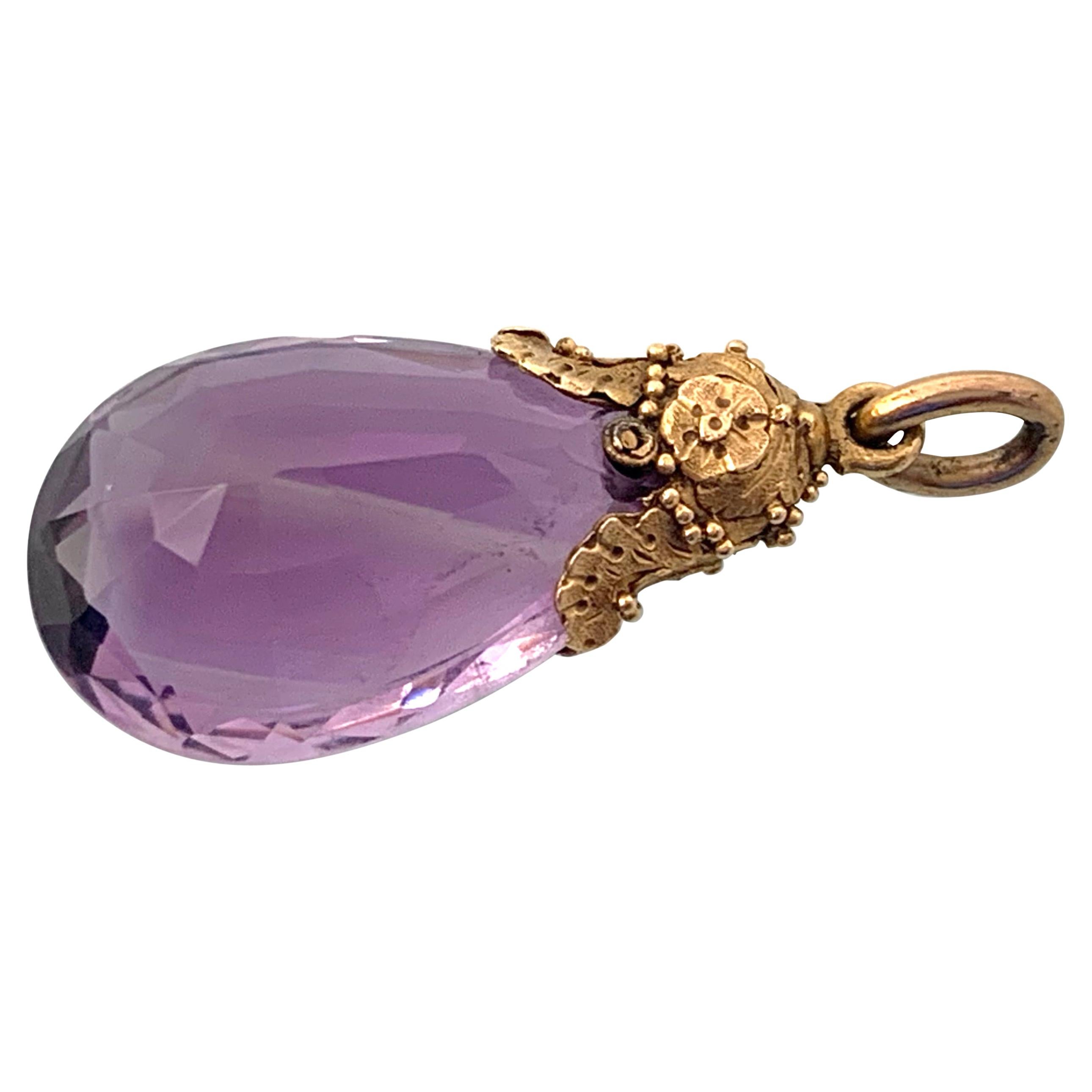 20ct Gold Antique Glass Pendant For Sale