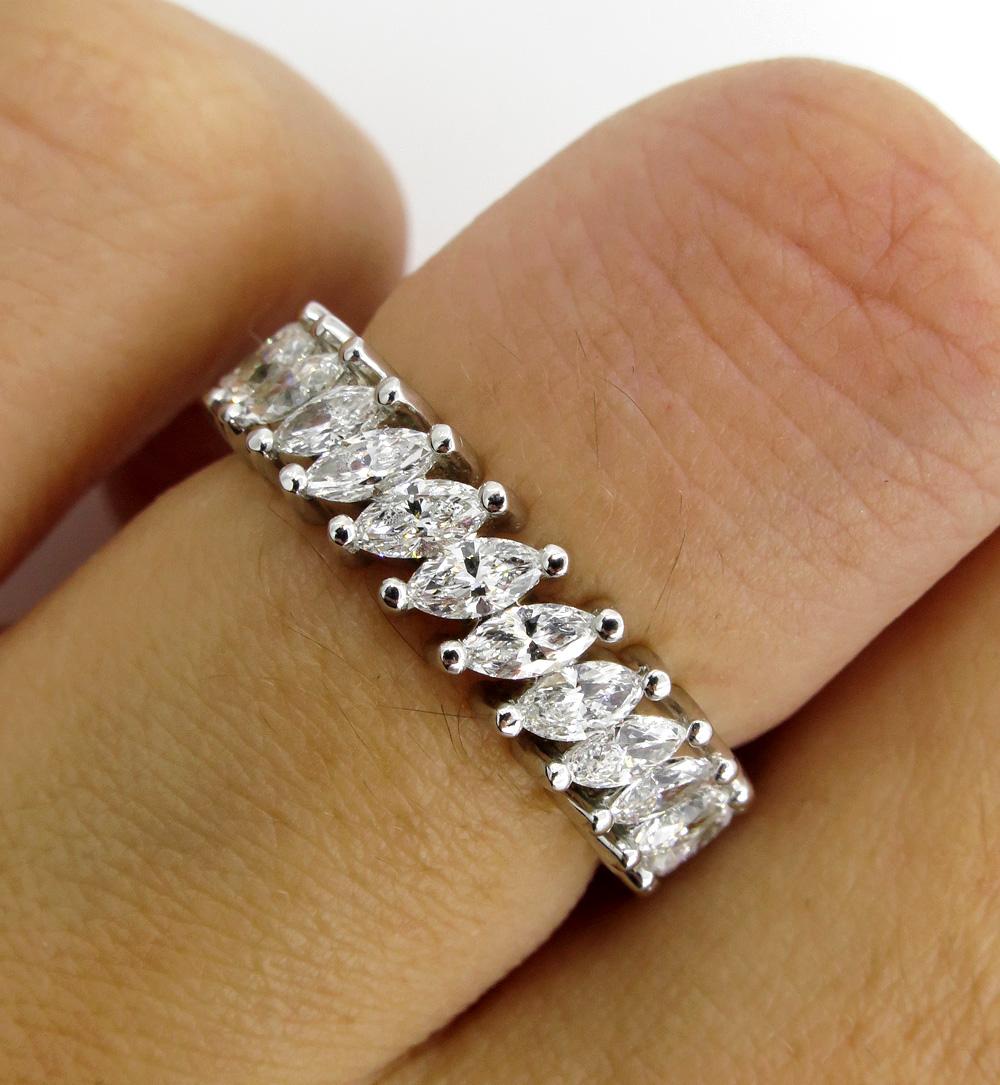2.0 Carat Marquise Diamond Full Eternity Wedding Anniversary White Gold Ring 2