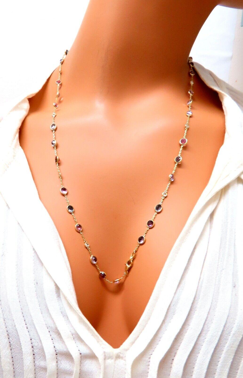 20ct Multi-Colored Natural Spinel Diamonds Yard Necklace 14kt Gold In New Condition For Sale In New York, NY